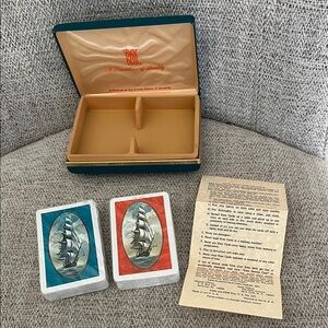 KEM vintage NEW Tall Ships playing cards Two decks poker bridge orange teal
